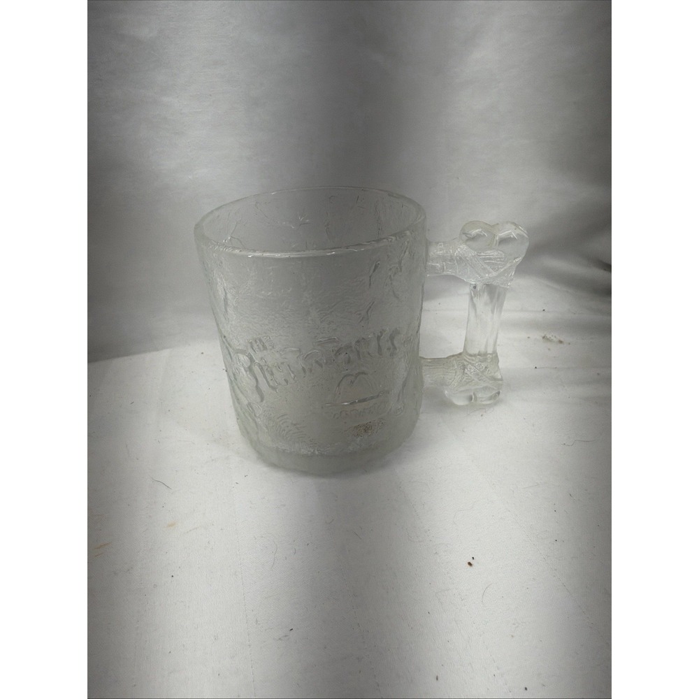 Vintage‎ 1993 McDonald's Flintstones Rocky Road mug Clear Frosted Glass